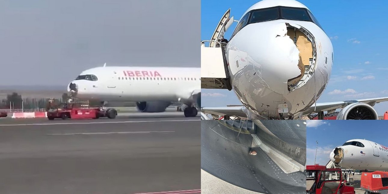 Μαδρίτη: Τεράστια ζημιά σε Airbus προκάλεσε ένα πουλί λίγο μετά την απογείωση...VIDEO