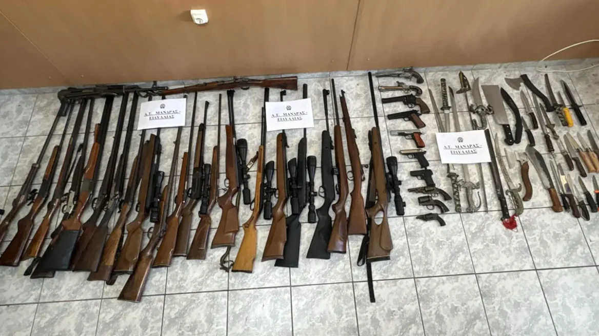 Κατασχεθέντα όπλα και φυσίγγια από την αστυνομική έρευνα στην Οινόη