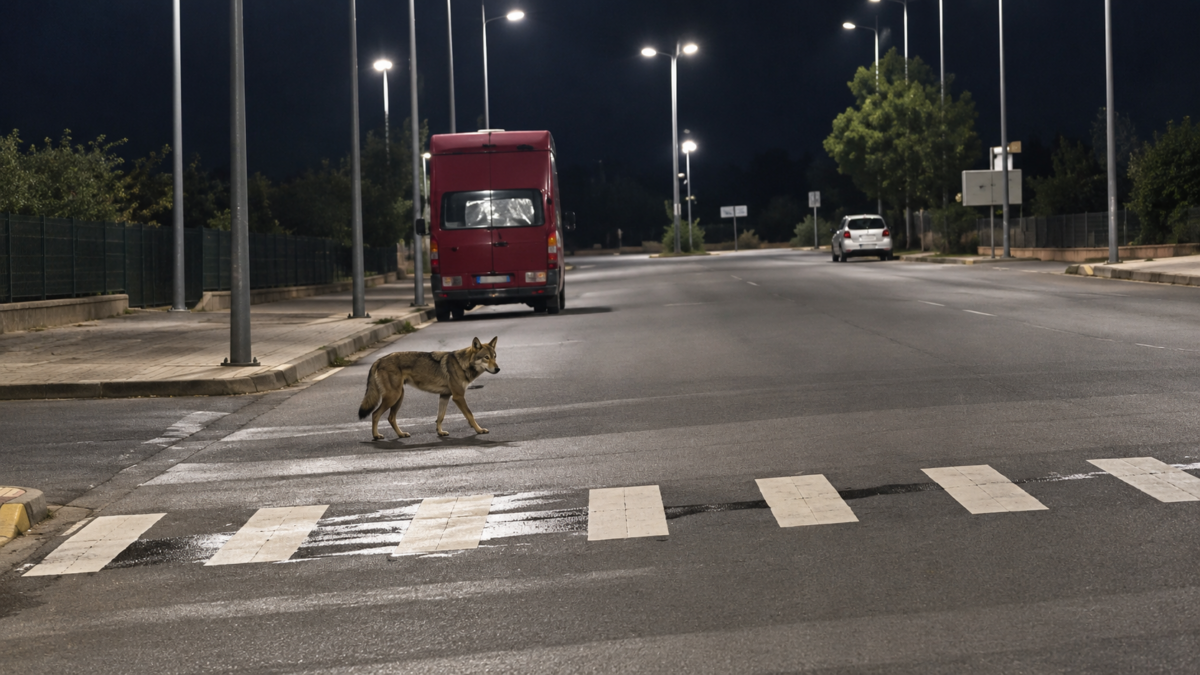 Λύκος με αλεπουδάκι στο στόμα στο Ολυμπιακό Χωριό